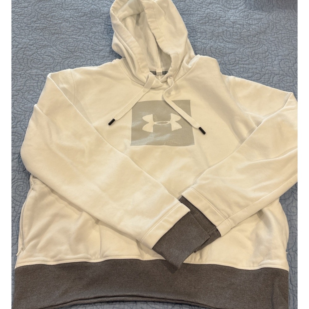 Under Armour ThreadBorne Womens Sz Large Pullover White Hoodie Loose